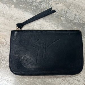 Black leather Giuseppe Zanotti pouch with gold hardware